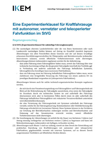Cover Eine Experimentierklausel für Kraftfahrzeuge mit autonomer
