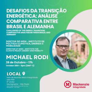 Ankündigung Vortrag Challenges of the Energy Transition: Comparative Analysis between Brazil and Germany