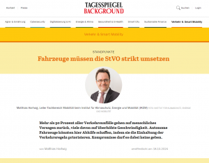 Screenshot, Webseite des Tagesspiegel Backgrounds Verkehr & Smart Mobility